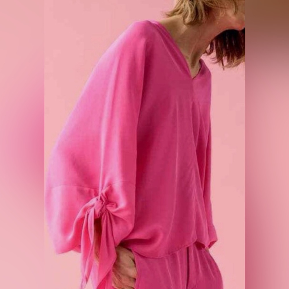 Zara Bubble Gum Pink Fluid Viscose/ Lyocell Oversized Blouse